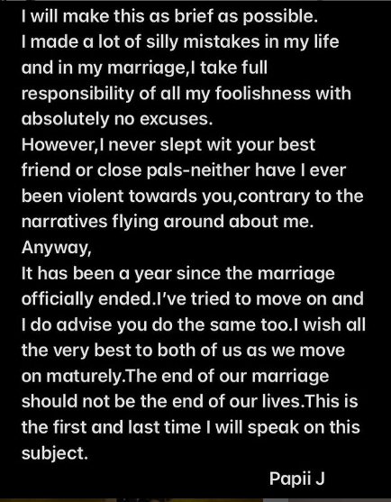 Joseph Ameh breaks silence on divorce